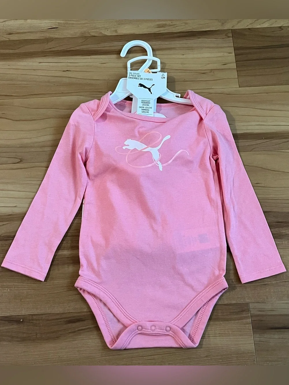 Puma Baby Girls 3-Piece Pink Bodysuit Leggings & Headband Set 12M NWT - Picture 5 of 10